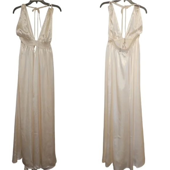 NWT Free People Ivory Silky Cocktail Maxi Sz L - Picture 4 of 13